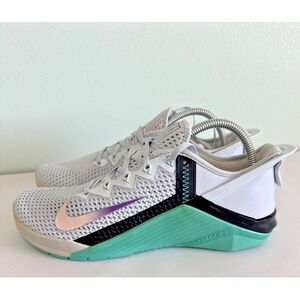 Nike Metcon 6  Gym CrossFit Shoes Grey Crimson Jade Womens 10.5
